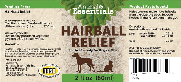 Animal Essentials, Hairball Relief, 2 oz