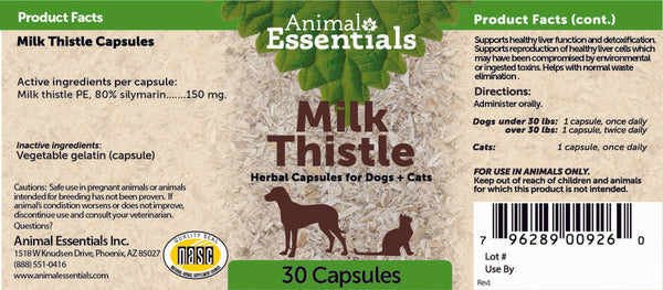 Animal Essentials, Milk Thistle Caps, 30 Capsules