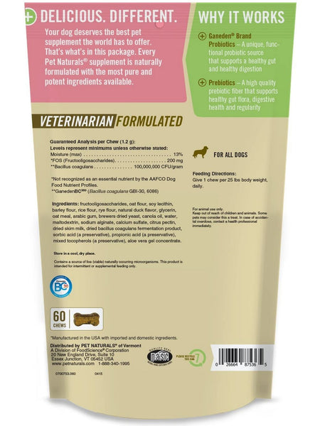 Pet Naturals of Vermont, Daily Probiotic for Dogs, 60 chews