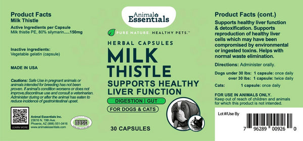 Animal Essentials, Milk Thistle Caps, 30 Capsules