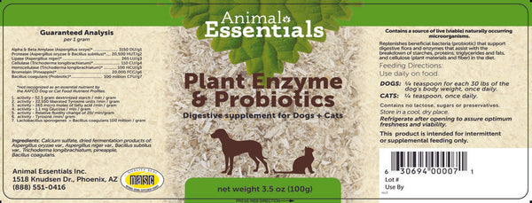 Animal Essentials, Plant Enzyme w/ Probiotics, 3.5 oz