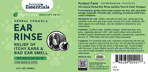 Animal Essentials, Herbal Formula Ear Rinse, 4 fl oz
