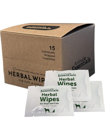 Animal Essentials, Herbal Wipes, 15 Individually Wrapped Towelettes