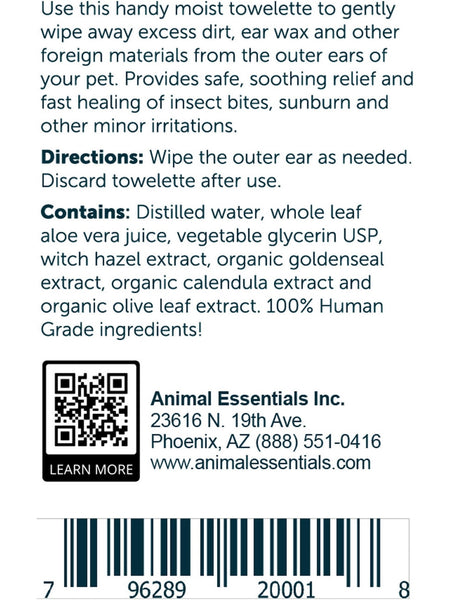 Animal Essentials, Herbal Ear Wipes, 15 ct