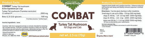 Animal Essentials, Combat, Turkey Tail Mushroom, 2.5 oz