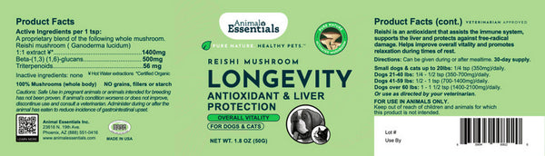 Animal Essentials, Longevity, Reishi Mushroom, 1.8 oz