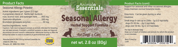 Animal Essentials, Seasonal Allergy, Herbal Support Formula, 2.8 oz