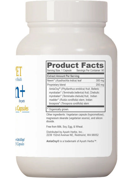 Ayush Herbs, Pet Neem Plus, 90 vcaps
