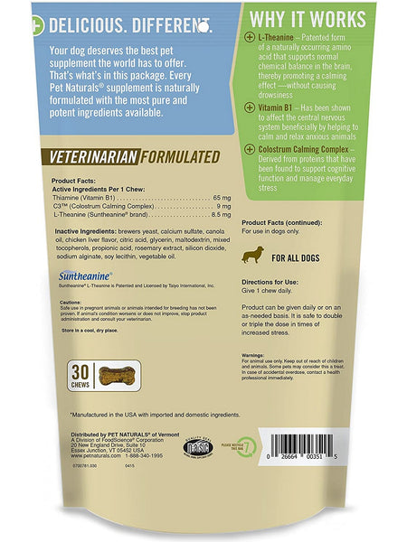 Pet Naturals of Vermont, Calming for Dogs, 30 chews