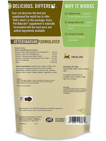 Pet Naturals of Vermont, Hairball For Cats, 30 chews