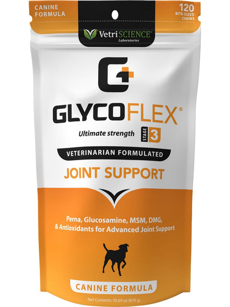 VetriScience Laboratories, Glyco Flex Stage 3 for Dogs, 120 Bite-Sized Chews