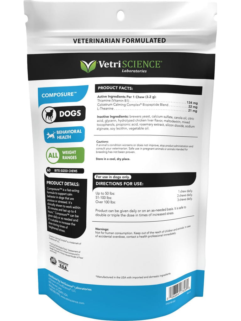 VetriScience Laboratories, Composure, 60 BiteSized Chews Pet Herbs
