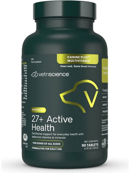 VetriScience Laboratories, 27+ Active Health Chewable Tablets for Dogs (Formerly Canine Plus MultiVitamin), 90 Chewable Tablets