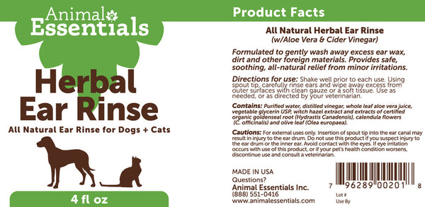 Animal Essentials, Herbal Ear Rinse, 4 oz