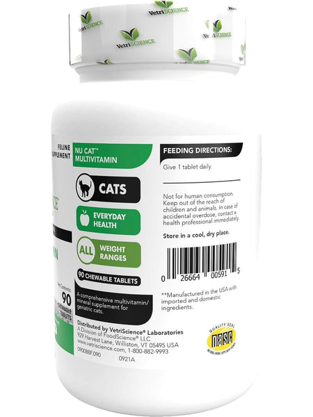 VetriScience Laboratories, NuCat MultiVitamin, 90 Chewable Tablets